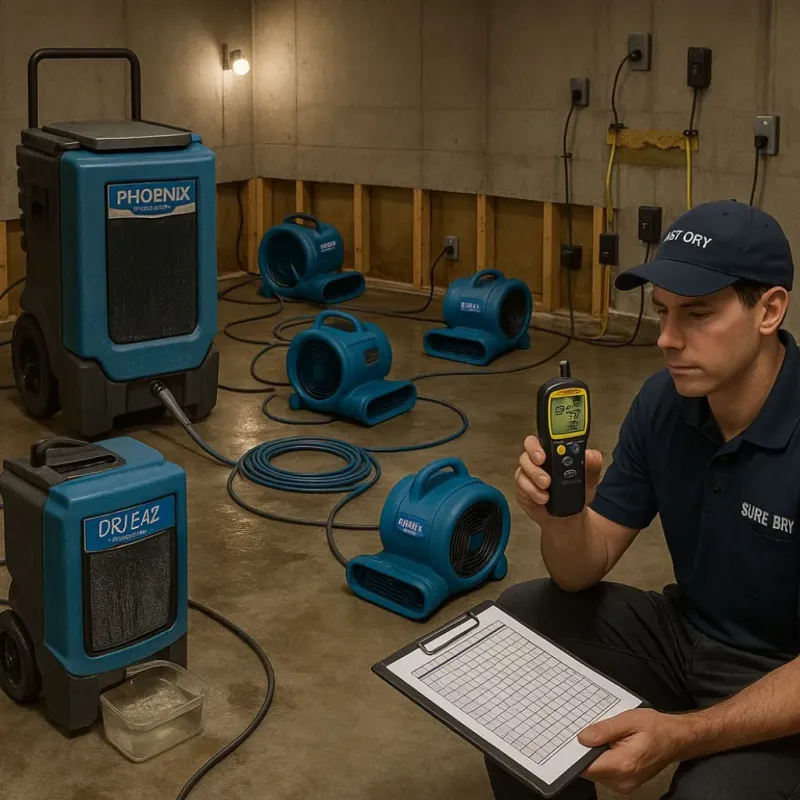 Structural Drying and Dehumidification process in Bonney Lake, WA